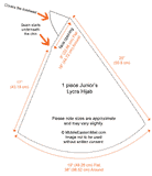 Measurements for 1 piece Lycra junior's amira hijab