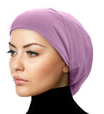 Orchid light purple cotton undercap hijab beanie