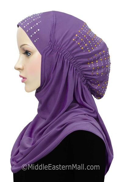 Layla Hijab 1 piece Lycra Amira Snood in purple - CLOSEOUT CLEARANCE