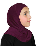 mulberry color cotton amira hijab for girls easy instant pull on muslim headscarf