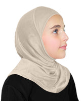 oatmeal color or warm dove gray cotton amira hijab 1 piece head scarf for kids