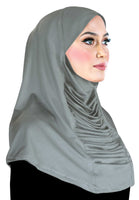 muslim headscarf 1 piece amira hijab in gray easy pull on large headscarf