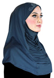 muslim women's headscarf lycra 1 piece amira hijab in slate blue