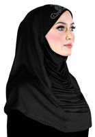 black hijab for muslim women in soft stretchy lycra 1 piece amira