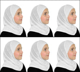 NEW  : GIRL'S ONE  piece Cotton Hijab ALL WHITE back to School uniform Hijabs MADE IN TURKEY