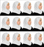 New! Girl's 1 piece Cotton Hijab Medium ALL WHITE School uniform Hijabs