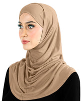 beige cotton amira hijab for adult women 2 piece set includes a tube undercap and hood