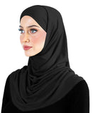 black hijab women's cotton amira 2 piece tube undercap with head and neck hood for modesty muslim islam