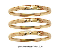 Bangle Bracelets Set of 3 Oro Laminado Gold Plated one year warranty #11 (7220)