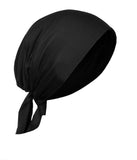 black cotton bonnet underscarf hijab cap with tie back sashes