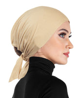 women's beige cotton hijab under scarf cap