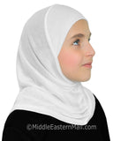 Wholesale 1 Dozen SMALL Cotton Girl's 1 piece Hijabs ALL white UNDER 6 YEARS OLD