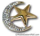 Moon & Star Brooch in Silver or Gold