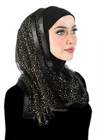 black stylish mona kuwaiti hijab wrap with golden dots
